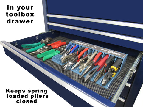 15 Pliers Rack Organizer For Pegboard And Toolbox, Durable ABS Plastic Holder with pliers in toolbox drawer, tilt back design