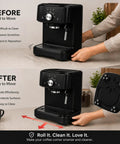 DaddyBee Heavy Duty Self Adhesive Casters 8 Pack Stick-On Swivel Wheels shown on a coffee machine for easy mobility.