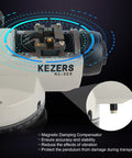 Close-up of KEZERS KL-32X optical level's magnetic damping compensator, showcasing 32X Automatic Optical Level Kit With Self Leveling Magnetic Dampened Compensator And Transport Lock High Precision Height Distance And Angle Measurement For Job Site Surveying Rugged Pro Grade Construction KL32X.