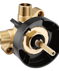 M-CORE Brass Shower Transfer Valve For Two Or Three Showerheads, CC And IPS Connection Kit, front view showing brass material