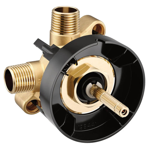 M-CORE Brass Shower Transfer Valve For Two Or Three Showerheads, CC And IPS Connection Kit, front view showing brass material