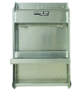 Junior Aluminum Work Station Storage Cabinet With Flip Out Work Tray And Paper Towel Rack For Enclosed Race Trailer Garage Shop Storage Silver