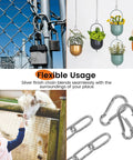 One Eighth Inch Stainless Steel Gate Chain Lock For Outdoor Fences Adjustable 28 Inch Gate Link Chain With One Fifth Inch Carabiners Built For Heavy Duty Use Tough As Nails Yard Gates Pet Cages Garden Doors Silver shown in various outdoor uses.
