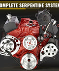 Chevy Small Block Serpentine Conversion Kit With Polished Billet Aluminum Pulleys And Brackets 8 Rib Serpentine System