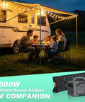 1000W Portable Power Station With Solar Panel 1024Wh Capacity for Home and Outdoor Use at campsite dining scene