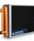 12x15 Water To Air Heat Exchanger With 1 Inch Copper Ports Hot Water Coil For Pro Grade Heating System Featuring Sine Wave Aluminum Fins And Rifled Copper Tubes For A 10 To 20 Percent Efficiency Boost with visible copper ports and fins