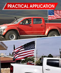 Badass Universal Truck Flag Pole Mount Holder For Pickup Rig Rust Proof Steel Clamps Fits One Point Two Inch Masts on red truck.