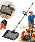 Heavy Duty 12 Inch 2-In-1 Chicken Poop Scooper And Rake With Ergonomic Grip Adjustable Angle Stainless Steel Coop Cleaner