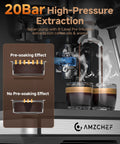 Espresso Machine With Built In Grinder For Home Use 20 Bar Pressure 1350W Fast Heating showing high-pressure extraction effect
