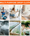 Clear Plastic Drop Cloths 10 Pack 9x12 Ft Tarp For Painting used for various protective purposes in home and garden scenarios