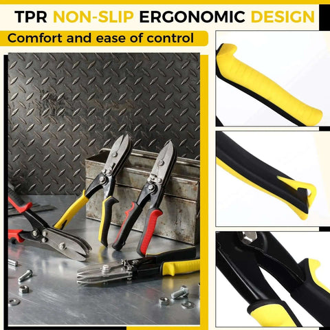 4 Pack 5 Blade Sheet Metal Crimping Tool Set For 22 To 28 Gauge Stainless Steel And Galvanized Duct, Non-Slip Grip