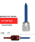 Blue steel screw with nut driver head, display of Hang Threaded Rod Anchor For Concrete And Steel With Zinc Finish Fits One Half Inch Rod