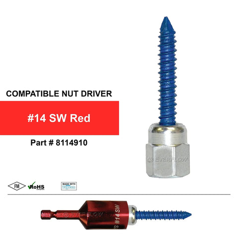 Blue steel screw with nut driver head, display of Hang Threaded Rod Anchor For Concrete And Steel With Zinc Finish Fits One Half Inch Rod