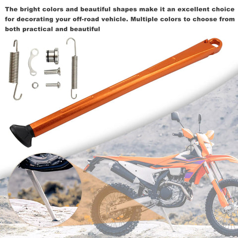 Orange Dirt Bike Kickstand Foot Side With Spring For KTM XC XCW XCF XCFW EXC EXCF EXCR Models, CNC Machined Aluminum