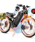 Upgraded 2025 4000W Dual Motor Electric Bike For Adults with bag, showcasing dual motors and 26 inch tires for rugged terrain.