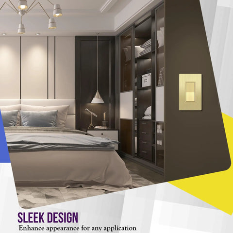 Elite Decorator Light Switch With Sleek Brushed Screwless Wall Plate on bedroom wall, modern design