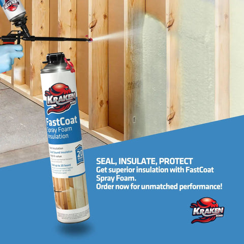 Hardcore Closed Cell Expanding Foam Bundle With 48 Packs Of Class A Fire Rated Spray Foam Insulation Knocks Heat And Echoes While Locking Walls Down At R Value 11.32 Includes Trigger Gun Plus Rapid Rinse Cleaner being applied for dense air barrier.