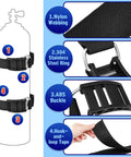 Two Pack Scuba Tank Holder Straps with adjustable webbing belt, ABS cam buckles, and anti-slip pad for universal dive gear.