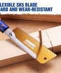Heavy Duty Japanese Pull Saw For Fine Woodworking 6 Inch Dovetail Blade With 23 TPI SK5 Steel Cuts Like A Dream And Needs Zero Sanding For Smooth Precision Joinery, showing flexible SK5 blade.