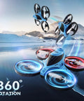 3 In 1 RC Drone Car Boat For Indoor And Outdoor Fun With Auto Hovering, 3D Flips, Headless Mode, Land Sea Air Modes flying over ice