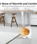 Portable Space Heater With Oscillating Fan And No-Fuss Cooling Mode in a modern room setting