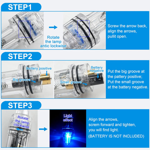 Instructional guide for assembling LED Underwater Fishing Light Battery Powered Deep Drop Lamp With Clip Waterproof Fish