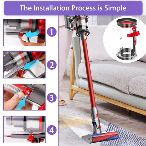 Installation steps for Upgraded Dust Bin Replacement Part For V11 V15 SV14 SV15 SV22 Cordless Vacuum Cleaner