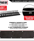 Magnetic Socket Organizer Set For Metric And SAE Drives With Quarter Inch And Three Eighths Inch And Half Inch Holders