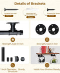 Dope Industrial Black Iron Wall Mount Pipe Shelving Bracket Rustic Decor hardware details and installation kit