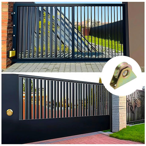 Built Tough 2.5 Inch V Groove Casters 2 Pack Galvanized Steel Slider Rollers For Driveway Gates And Industrial Track Rails Handling 551 Pounds Without Breaking A Sweat with shiny casters on gate.