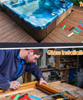 300 Piece Plastic Flat Shims For Leveling Tile And Surfaces, Multi Thickness Set displayed near hot tub and glass installation