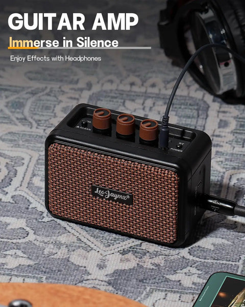 Ultra Portable 5W Dual Speaker Bluetooth Guitar Amplifier With Rechargeable Battery Clean And Overdrive Modes Headphone Jack And Compact Design Ideal For Practice And Small Gigs On The Go