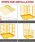 YITAMOTOR forklift safety cage kit, yellow metal frame with grid panels and base, installation steps
