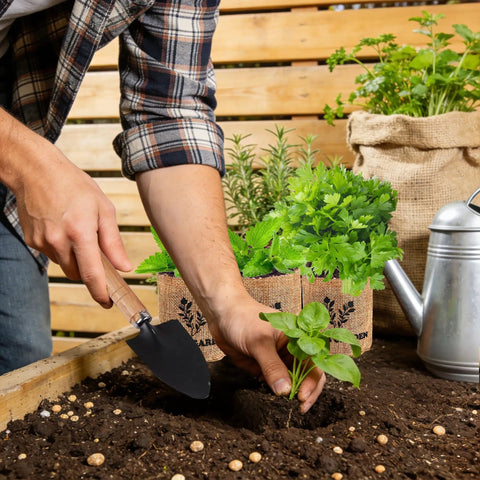 Indoor Herb Garden Starter Kit With Basil Parsley Rosemary Thyme And Mint Includes Planter Box Soil Discs Planters Markers Pruners Spray Bottle Mini