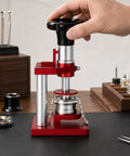 Pro Grade Screw Type Watch Press Tool With Gradual Pressure Control for crystal bezel replacement, hand adjusting red press tool.