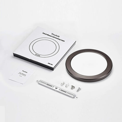 Three Color Temp LED Ceiling Light Flush Mount 15W 1500 Lumens Round Fixture with package, installation kit, Bronze Finish