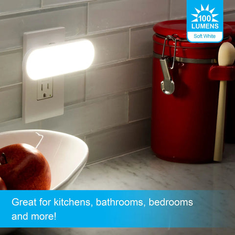 Plug In LED Night Light Bar With On Off Auto Switch, 100 Lumen Soft White Glow For Hallways And Bedrooms, Model 62459 in kitchen