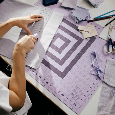 18 By 24 Inch Self Healing Cutting Mat For Sewing And Crafting, Dope Lilac Mountain Haze Color, Durable Grid Surface With Easy Read Measurements And 30 45 60 Degree Bias Lines For Precise Angle Cuts, Great For Quilting, Scrapbooking, Gift Wrapping, used for fabric cutting