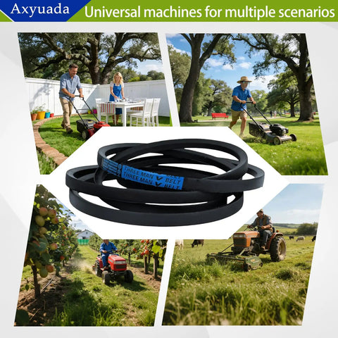 Beefy Deck Belt For 48 Inch Riding Mowers Replacement One Half Inch By 141 Inch Fits John Deere displayed with mowers
