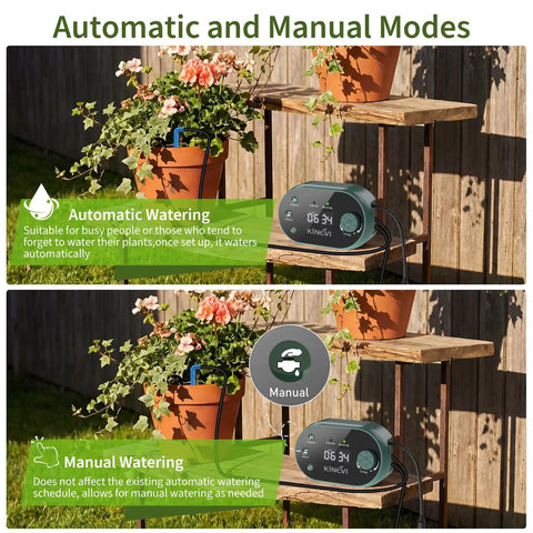 Solar Powered Drip Irrigation Kit For Outdoor Garden And Balcony Auto Watering System For Up To 15 Pots with display panel