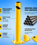 Tough As Nails 42 Inch Yellow Steel Bollard Rugged Powder Coated Traffic Barrier For Parking Garages And Warehouses 12 Gauge Impact Resistant Guard Post with industrial-grade construction.