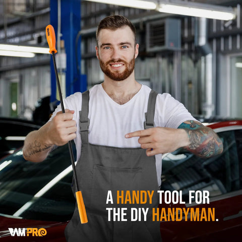 Person holding a 24 Inch Flexible Magnetic Grabber Tool With Bendable Retractable Arm Snake Pick Up Magnet For Hard To Reach Drains