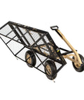 Beefy Heavy Duty Utility Garden Cart Wagon With Dual Side Dump, 1000 Lb Capacity, All Terrain Steel Flatbed Trailer Side View