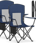 2 Pack Breathable Camping Chairs with High Back, Foldable Outdoor Seats, Harbor Blue with carry bags