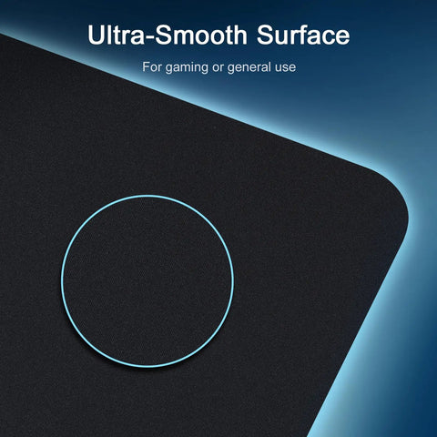 Close-up of Black Square Mouse Pad with Non Slip Rubber Base Smooth Polyester Surface for Office Work Gaming Minimalist Desk Accessory