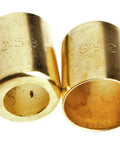 Two brass 1/4-inch hose repair fittings for oxygen/acetylene hoses.
