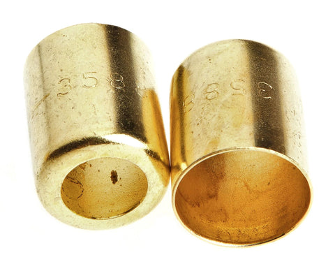 Two brass 1/4-inch hose repair fittings for oxygen/acetylene hoses.