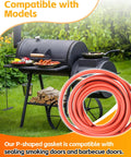 Front view: orange silicone P-gasket seal coil for smoker door; 13 ft long, 7/16 in thick, 7/8 in wide