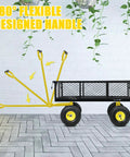 Heavy Duty Garden Cart With Removable Sides 1100 Pound Capacity Utility Wagon with 180° Flexible Handle, Yellow