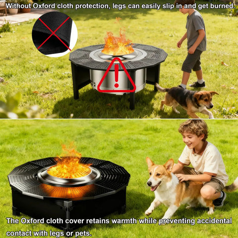 40 Inch Adjustable Fire Pit Surround Tabletop For Bonfire And Ranger Stoves, powder coated steel top, outdoor use with pets